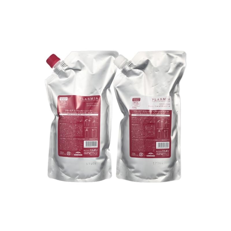 【即納】ミルボン プラーミア エンリッチド シャンプー 1000mL + トリートメント M 1000g 詰め替え セット