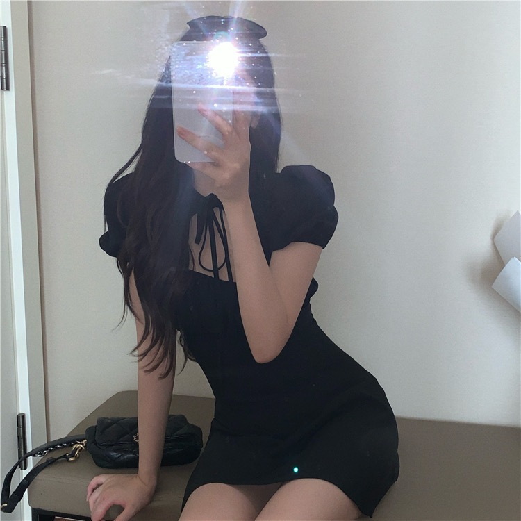 ドレス ミニドレス 発表会ドレス ステージドレス キャバ ワンピ キャバ 衣装 Aラインドレス ブラックドレス ミニ丈 袖あり 半袖 襟付き リボン襟 Aライン リボン かわいい 大人可愛い きれいめ