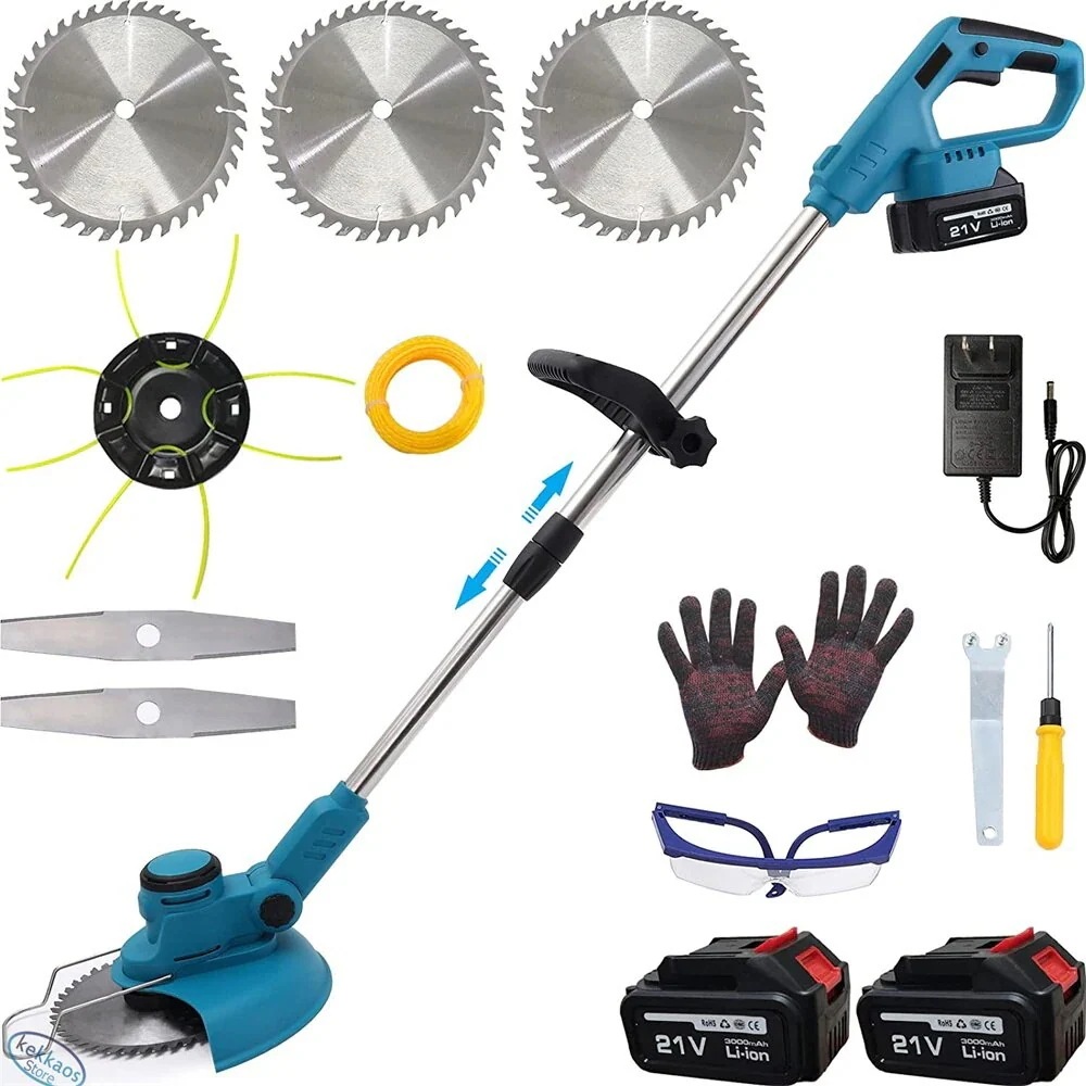 電動草刈り機 充電式 草刈り機 コードレス電動刈払機 1.8kg 軽量 高耐久 8インチ刈払機 二重守るスイッチ 低騒音 6Ahバッテリ 伸縮 90角度調整 枝切り 芝生 雑草 菜園