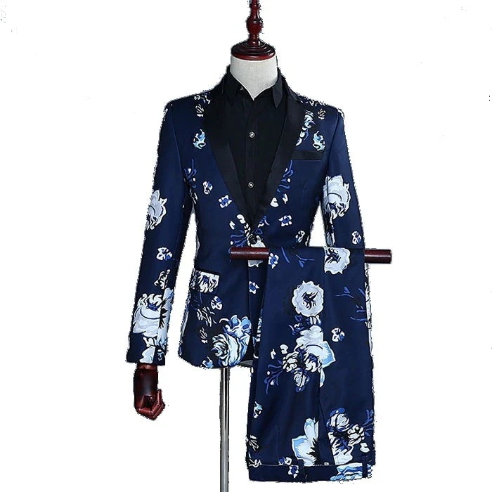 厳選素材花総柄贈る人のセンススリムスーツなメンズ スーツ 紳士服 カジュアルスーツ ビジネススーツ メンズスーツ 花柄 スーツ パーティー 2次会 おしゃれスーツ 結婚式 カラオケ ステージ 衣装 ダ