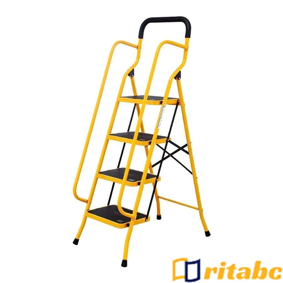 踏み台 兼用脚立 はしご 4ステップはしご 安全手すり付き ポータブル折りたたみ 専用脚立 ホーム多機能 頑丈な鋼 耐荷重150kg 16,092円