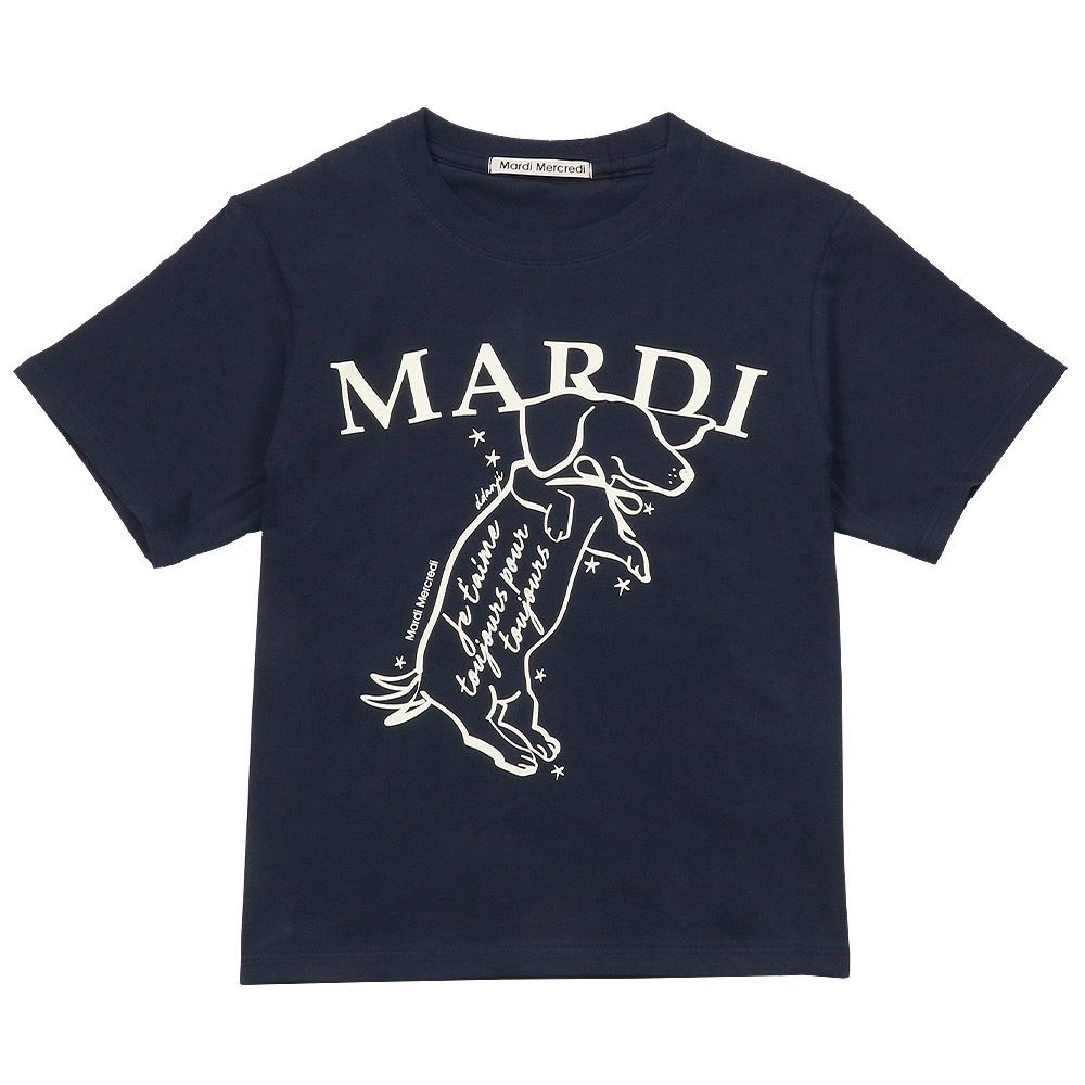 Tシャツ SLIM TSHIRT SWING THE TAIL DDANJI NAVY IVORY 半袖 レディース 韓国 ファッション アパレル ダックスフント