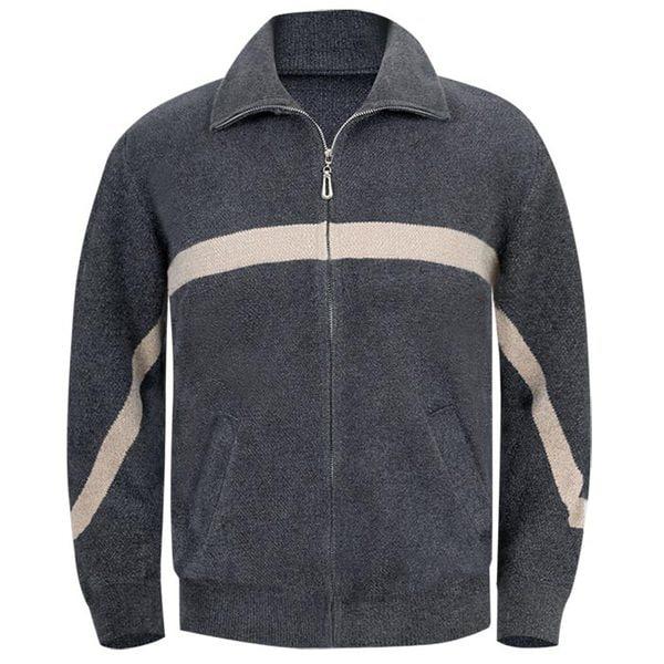 冬の厚手ニット ハイネック ライン ジップアップ カーディガン ジャケット タートルネック ハーフネック