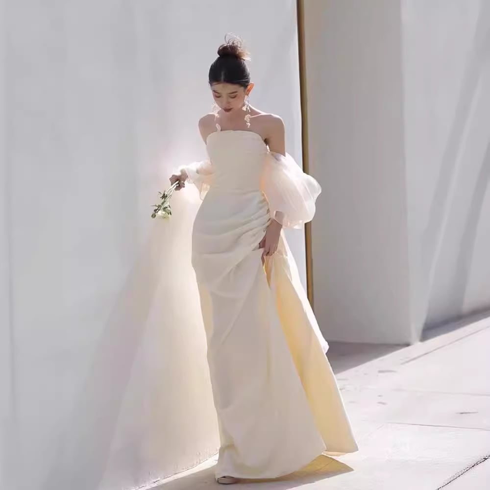 ライトウェディングドレス2024屋外旅行写真撮影ライトガーゼドレス歓迎ガーゼ歓迎ドレスと外出ドレッシンブ