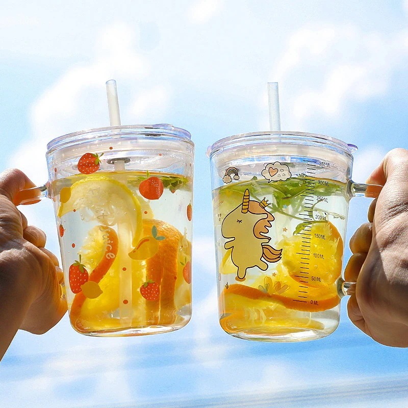 ガラスカップ家庭用 ダイヤー ルカプ 赤ちゃん ミルクカプ 付き きこ供 クリエ イッテ ストローカッパー朝食カッパー