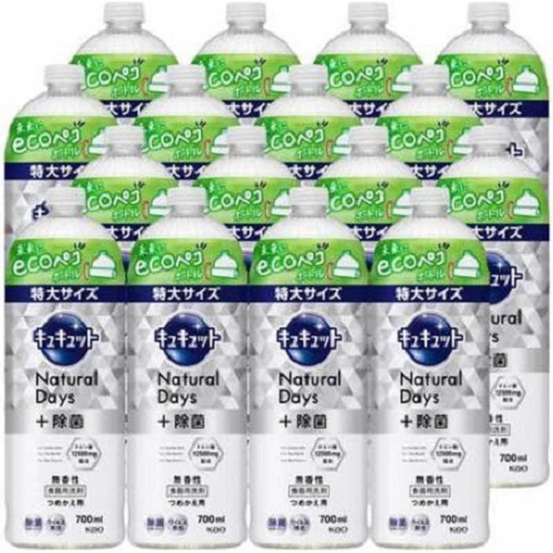 花王　(ケース販売) キュキュット Natural Days+ 除菌 無香性 つめかえ用 700mL×16個