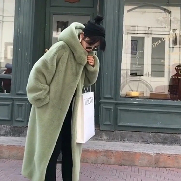 福袋ジャケット ダウンジャケット冬の新作毛皮 ダブルコート フード付き ロング丈 モコモコ ファーコート レディース 大人 カジュアル 膝下丈