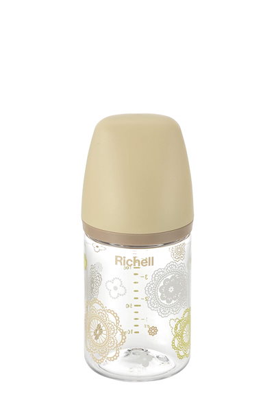 他サイト： リッチェル 歯科大教授×小児歯科医師共同開発 プラスチック製ほ乳瓶 160ml おでかけミルクボトル お花レース 新生児から3か月頃までの商品画像