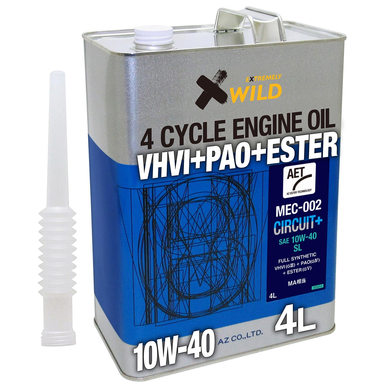 AZ(エーゼット) バイク用 4サイクル エンジンオイル MEC-002 サーキット プラス AET 10W-40 4L 100%化学合成油 エ