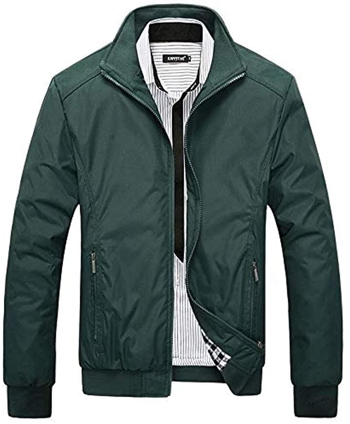 アスペルシオ ミリタリー カラー ブルゾン ジップ ジャンパー メンズ 緑色( カーキ, 3XL)