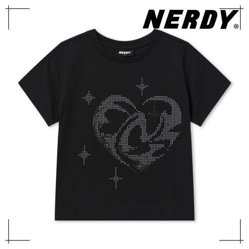 NDY ウーマンズ スパークリング ハート 半袖 Tシャツ BLACK
