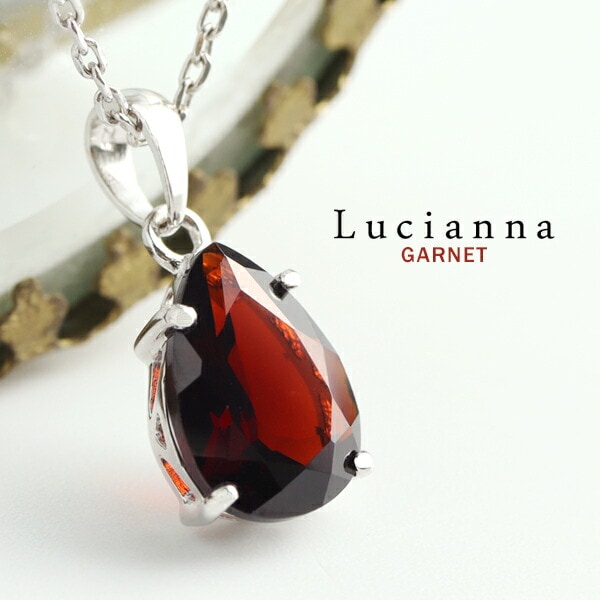 Lucianna ドロップ カット ガーネット シルバー ネックレス レディース 1月 誕生石 11,180円