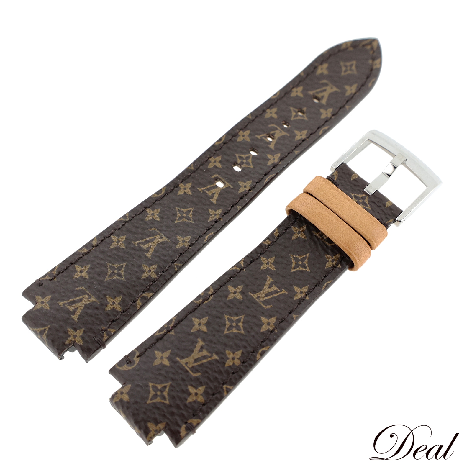 ルイ・ヴィトン 純正 レザーベルト タンブール 尾錠付き R15131 ナノモノグラム ワンタッチ ブラウン メンズ 時計ベルトLV 27,690円