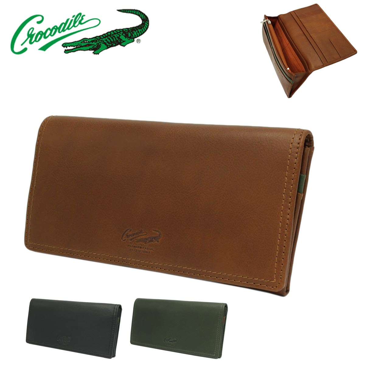 サイフ 財布 長財布 束入れ メンズ 牛革 ブランド Crocodile クロコダイル No:6CM081 カード入れ LWG認証 レザー 化粧箱入り ギフト プレゼント お祝い