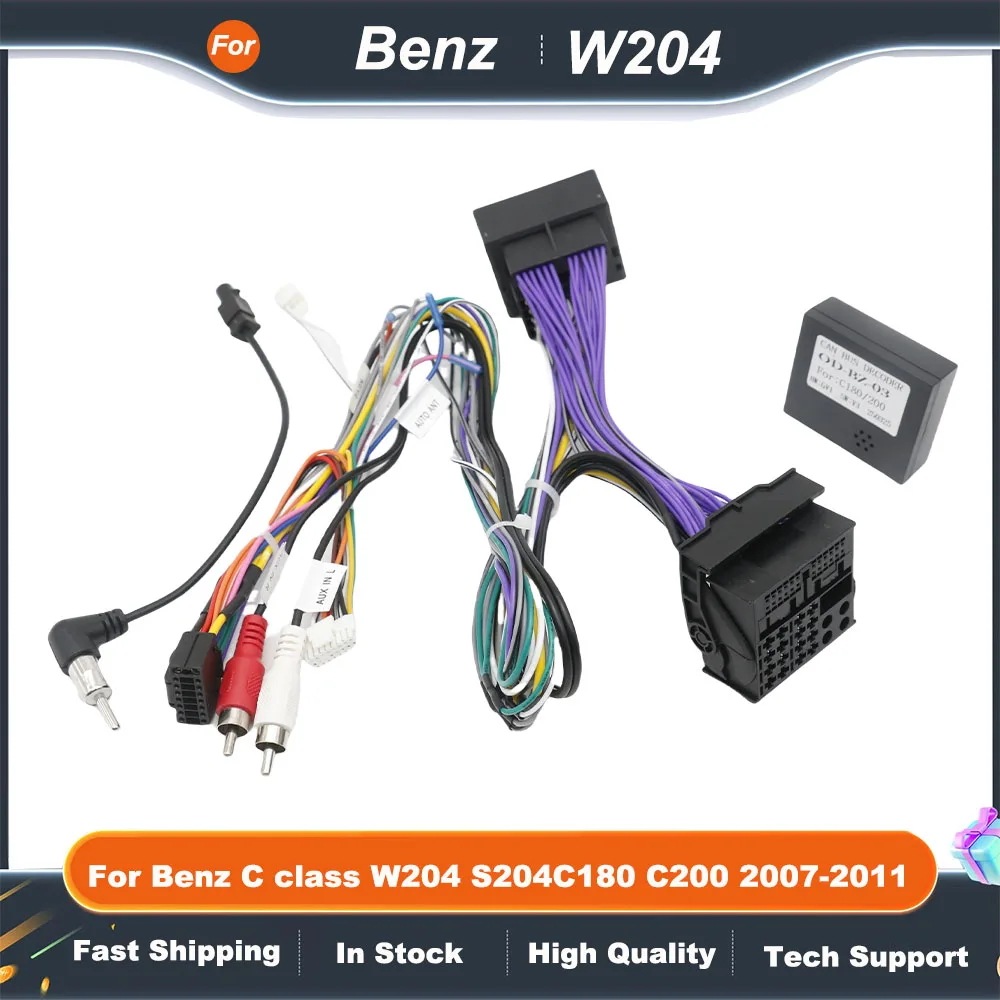 Canbus Box OD-BENZ-03 メルセデス・ベンツ Cクラス W204 S204 C180 C200 2007-2011年用 Android 2Din 16ピン 配線ハーネス 電源ケーブル