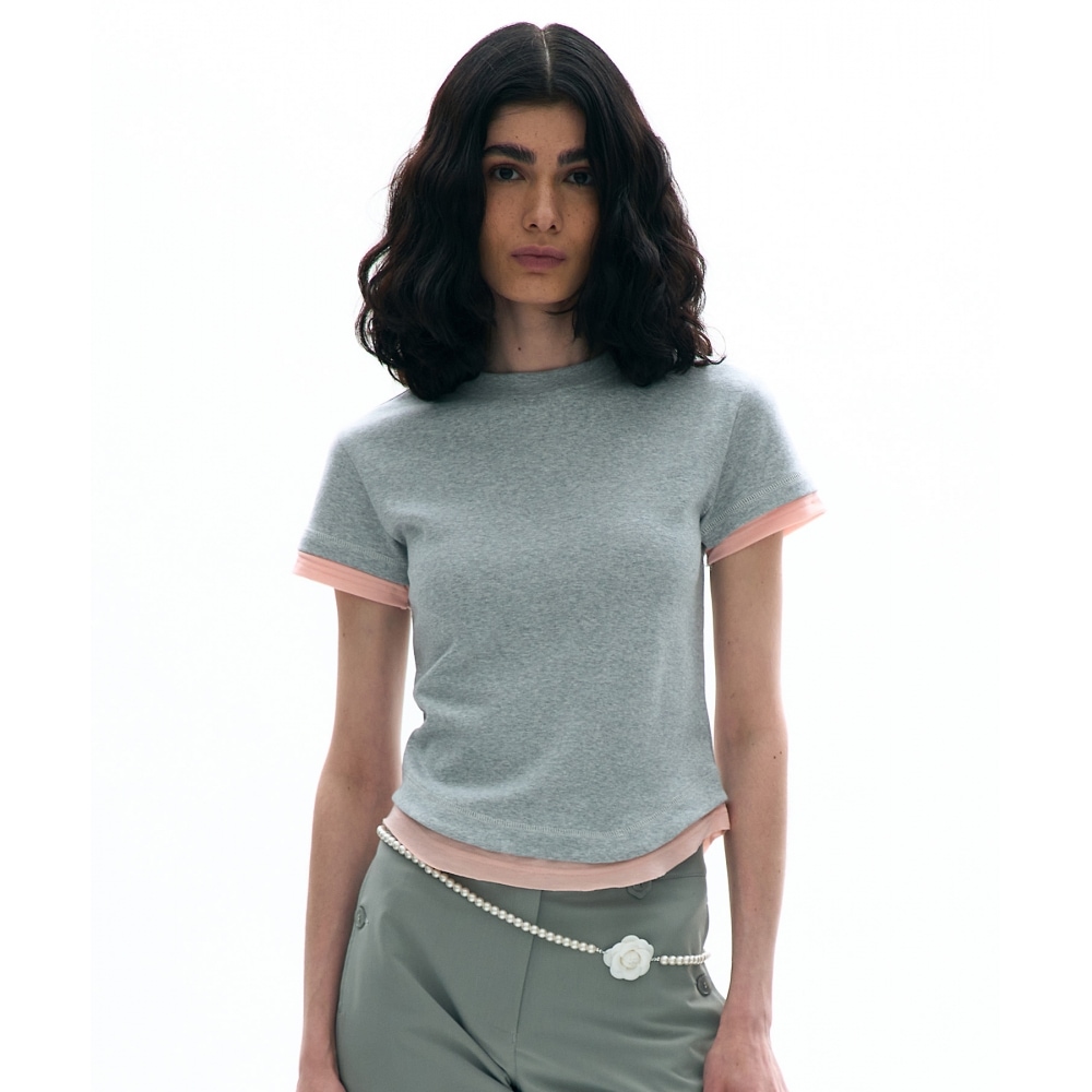 PARTIMENTO WOMEN レイヤードショートスリーブティー_メランジ