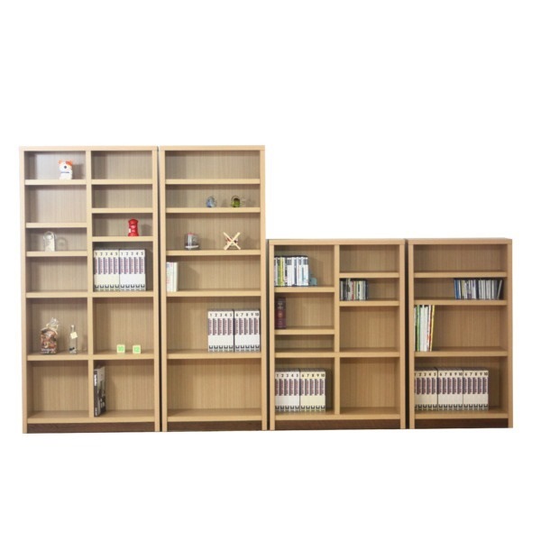 本棚/ブックシェルフ 幅90cm 高さ120cm 可動棚板4枚付き 木目調 日本製 ナチュラル 完成品