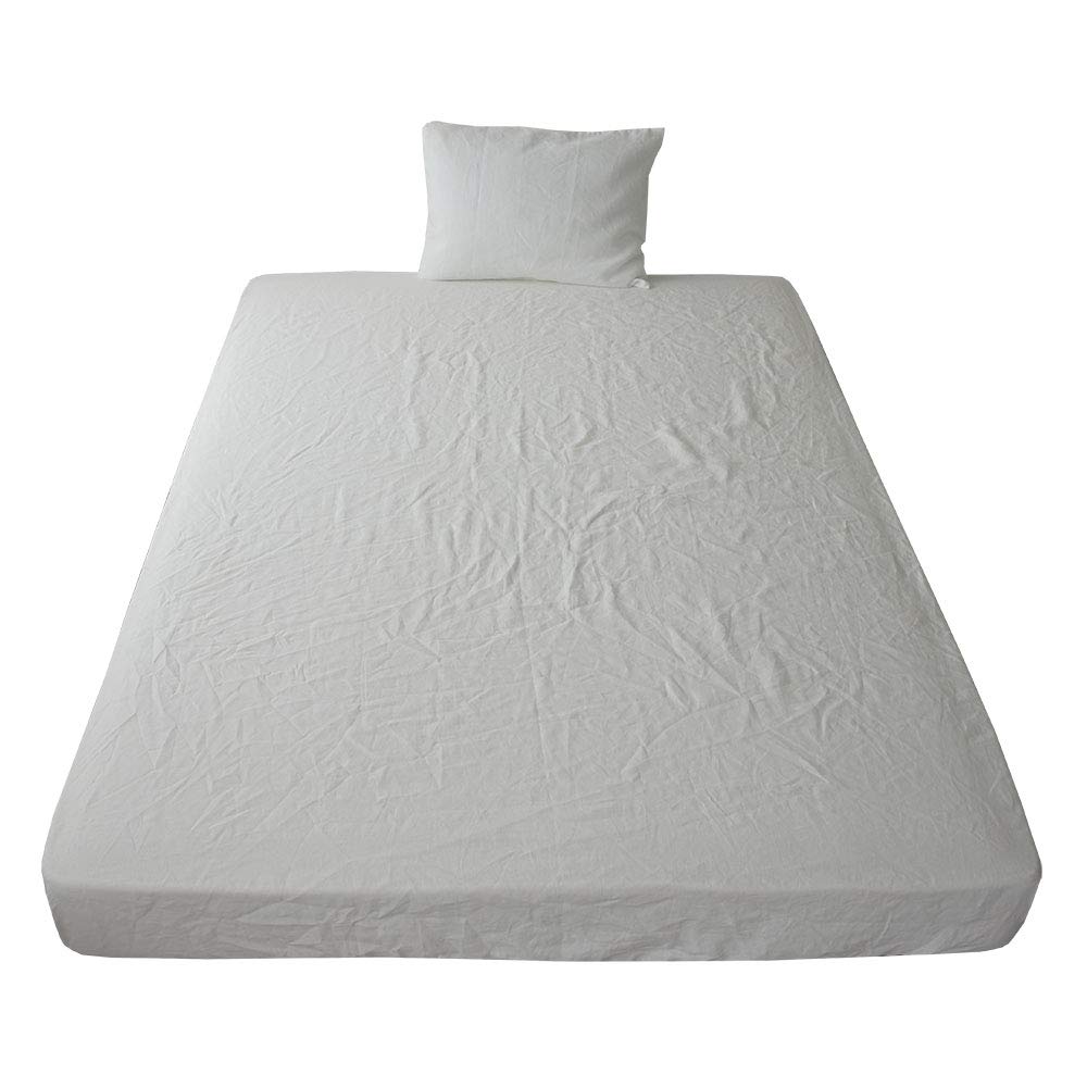 布団カバー２点セット （フラットシーツ+ピロケース） 日本製 麻100％ リネン フレンチリネン 抗菌 防臭 吸湿 乾きが早い 北欧 天然 蒸れない エコテックス認証 （シングルサイズ ホワイト）【L