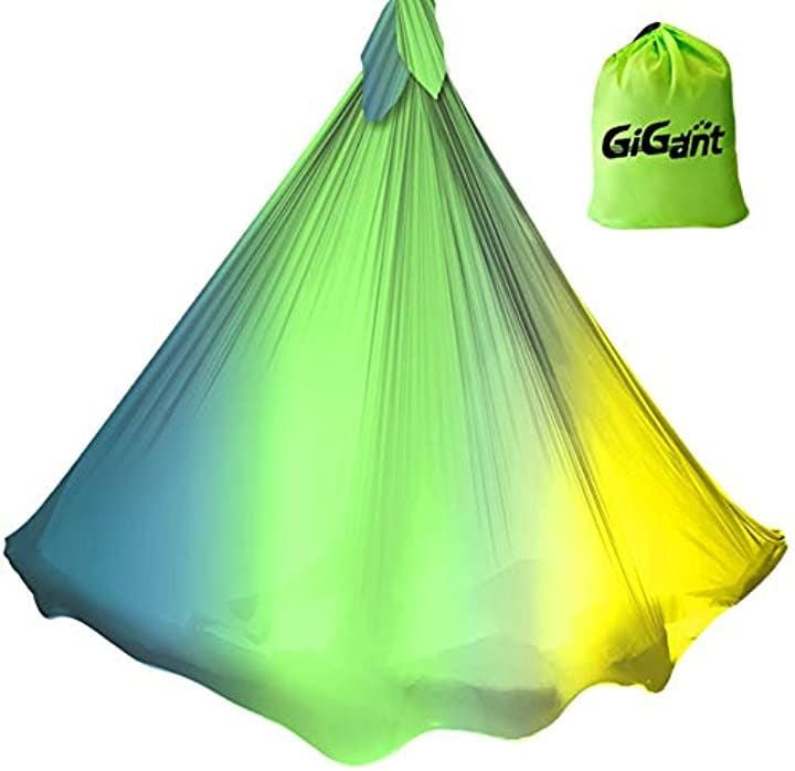 ギグアント エアリアルヨガ 専用 5ｍx2.8ｍ ハンモック 単体 空中ヨガ 反重力 エクササイズ エアロ 国内品(ライムレモン)