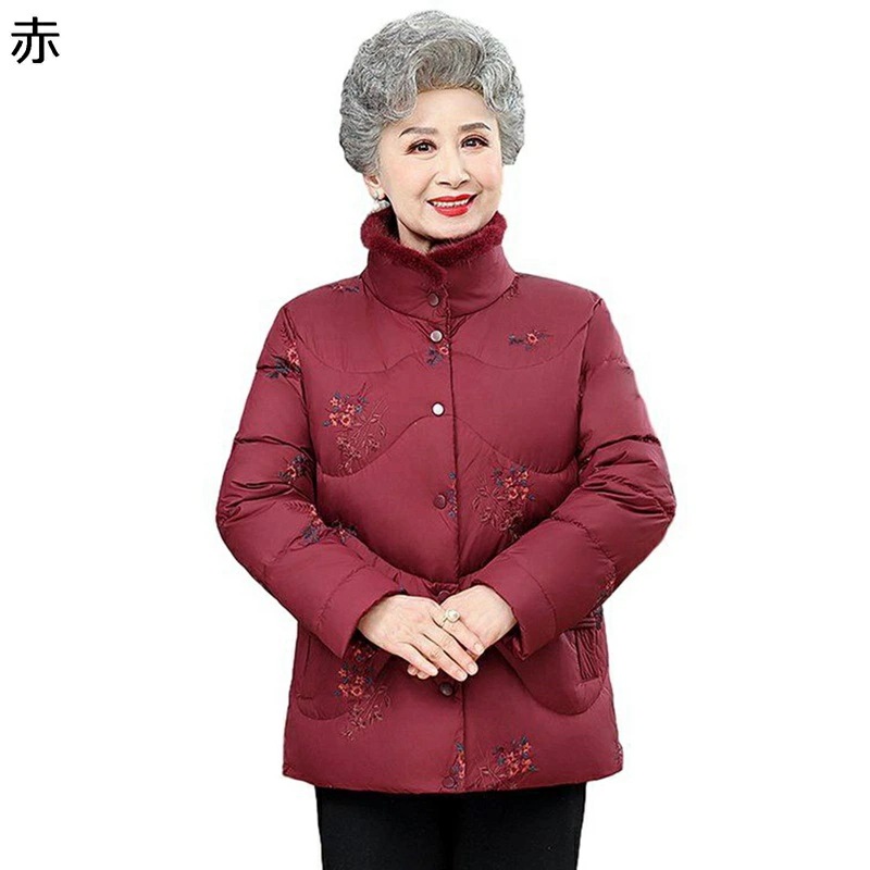 レディースコットンジャケット レディース 花 花柄 プリント 中綿入れ ジャケット 婦人服 シニアアウター 防寒ジャケット 長袖 厚い 暖かい 綿服 コート 秋 冬 高齢者 老人 60代 70代 80
