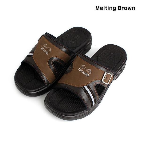 メンズ デイリー バックル クッション スリッパ 2色