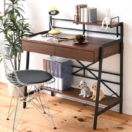 パソコンデスク 収納 おしゃれ 90cm幅 机 2WAY 木製 書斎 ロー デスク ワークデスク 北