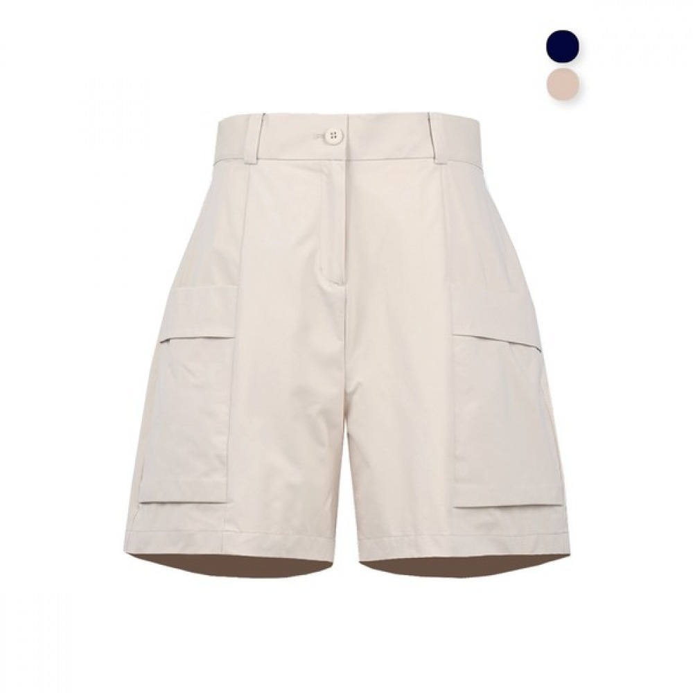 [ノーブルジーンズ] M WB720ゴルフショーツ女性用バンディングショーツサマーストレッチスパンハイウエストポケットワイドパンツ