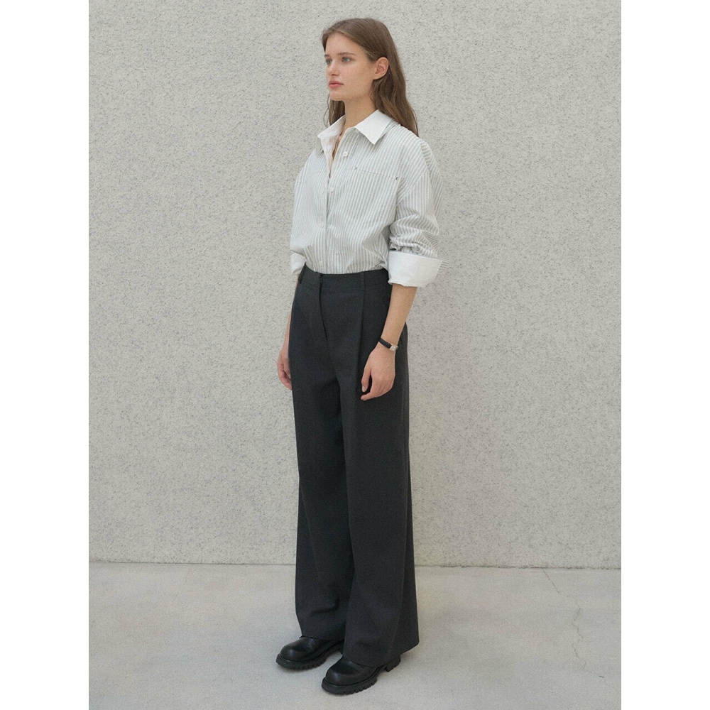 LOEUVRE(ロユーブル) セミローウエストタックワイドパンツ SW3AL344 2color