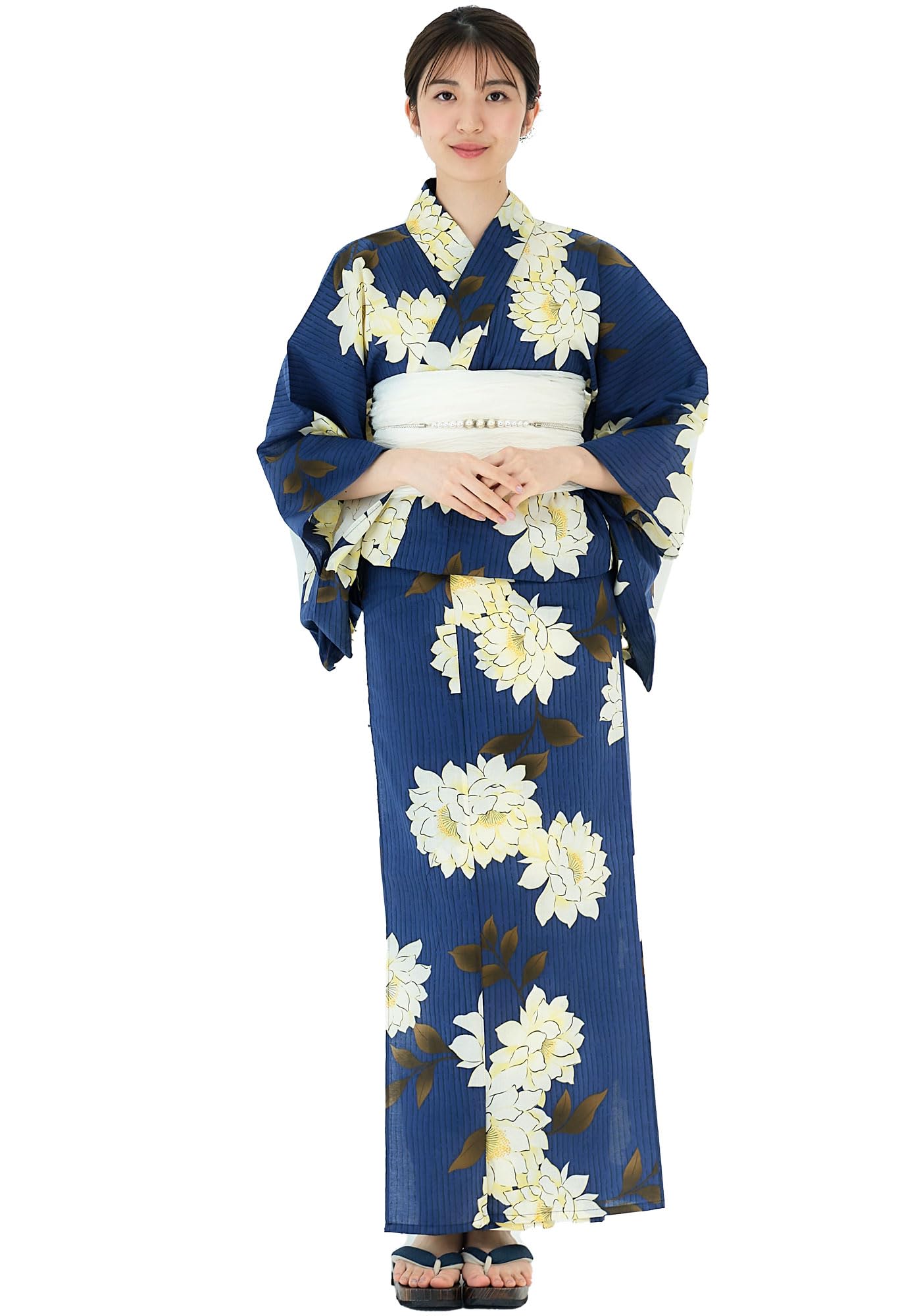 [NISHIORI] 浴衣 セット レディース 浴衣セット 兵児帯 大人 3点セット フリーサイズ 大人 ゆかた 帯 下駄 (wyukata16)