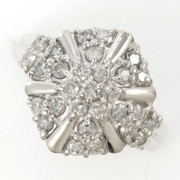 PT900 プラチナ リング 指輪 14号 ダイヤ カード鑑別書 ジュエリー 中古