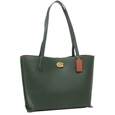coach コーチ　ウィロウ トート グリーン　緑　トートバッグ ✨希少色✨COACH トートバッグ ウィロウ ターンロック レザー グリーン