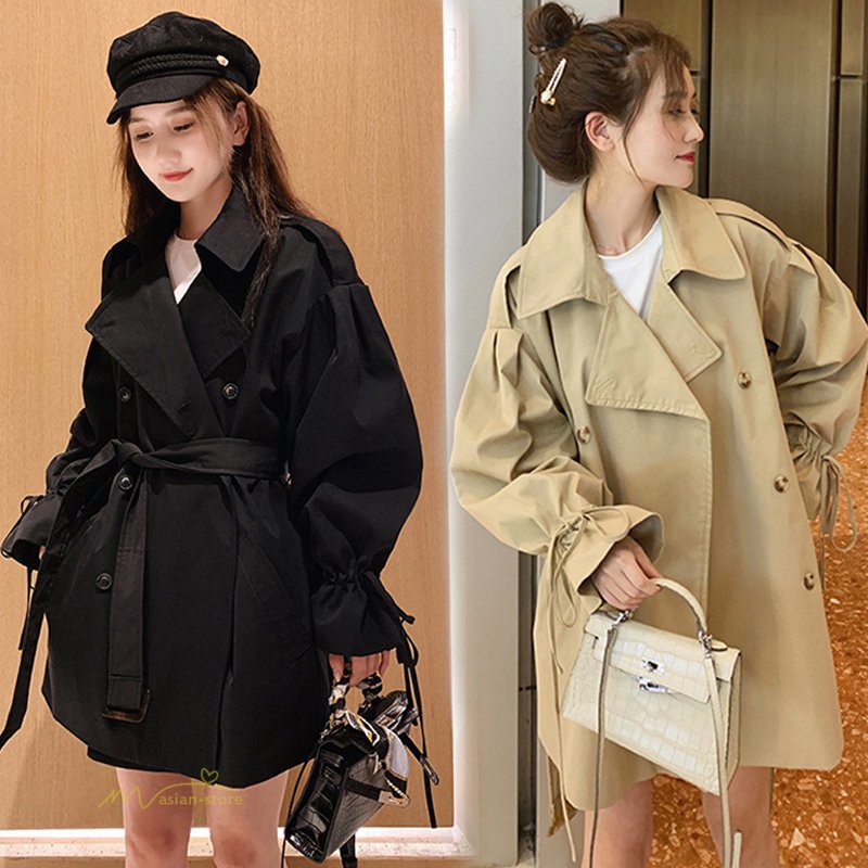 トレンチコート レディース スプリングコート アウター ベルスリーブ トップス ショート丈 ファッシ