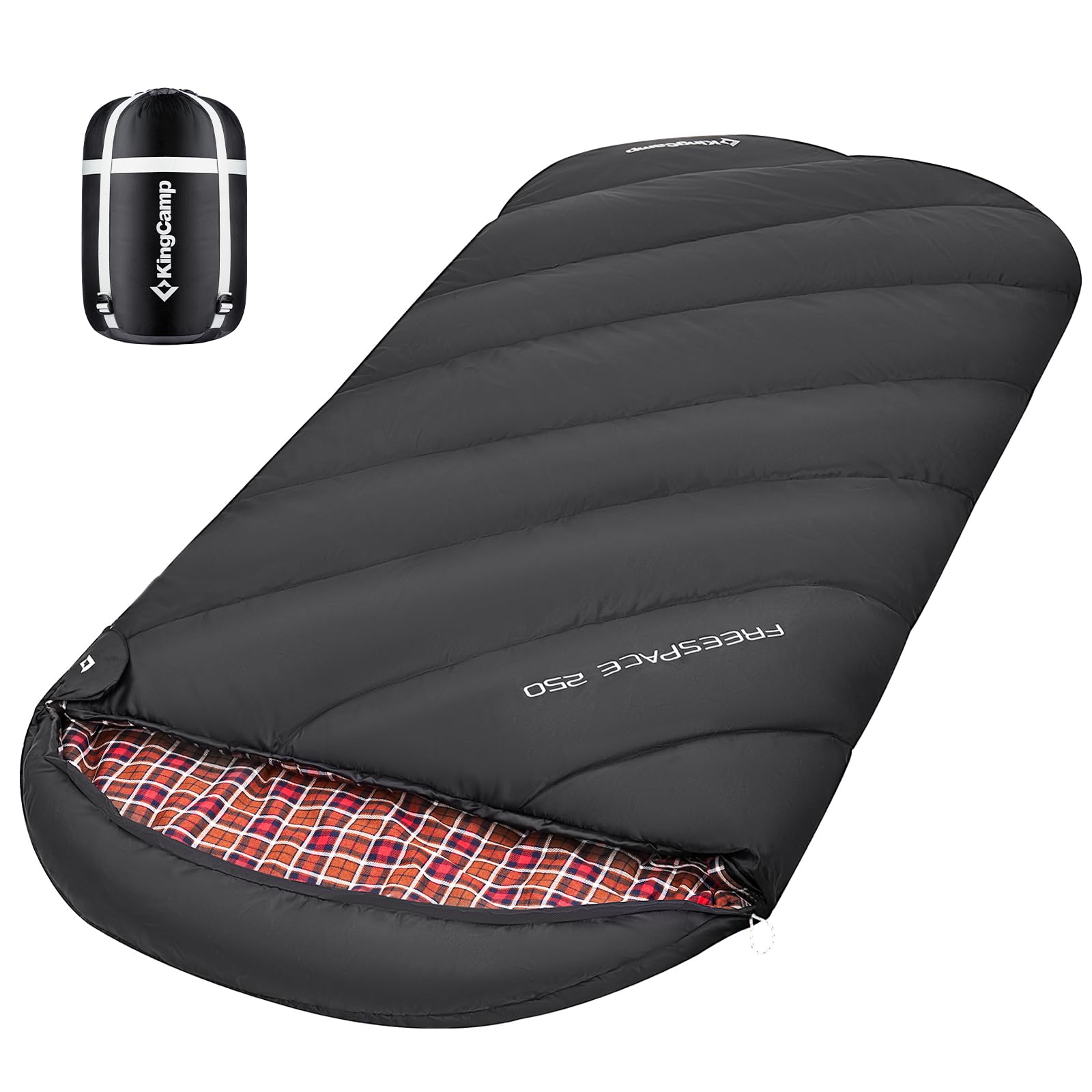KingCamp 寝袋 シュラフ フランネル生地 冬用 オールシーズン 封筒型 大きいサイズ 幅100cm 2.1KG コンパクト防水 洗える sleeping bag 災害 防災 アウトドア 登山