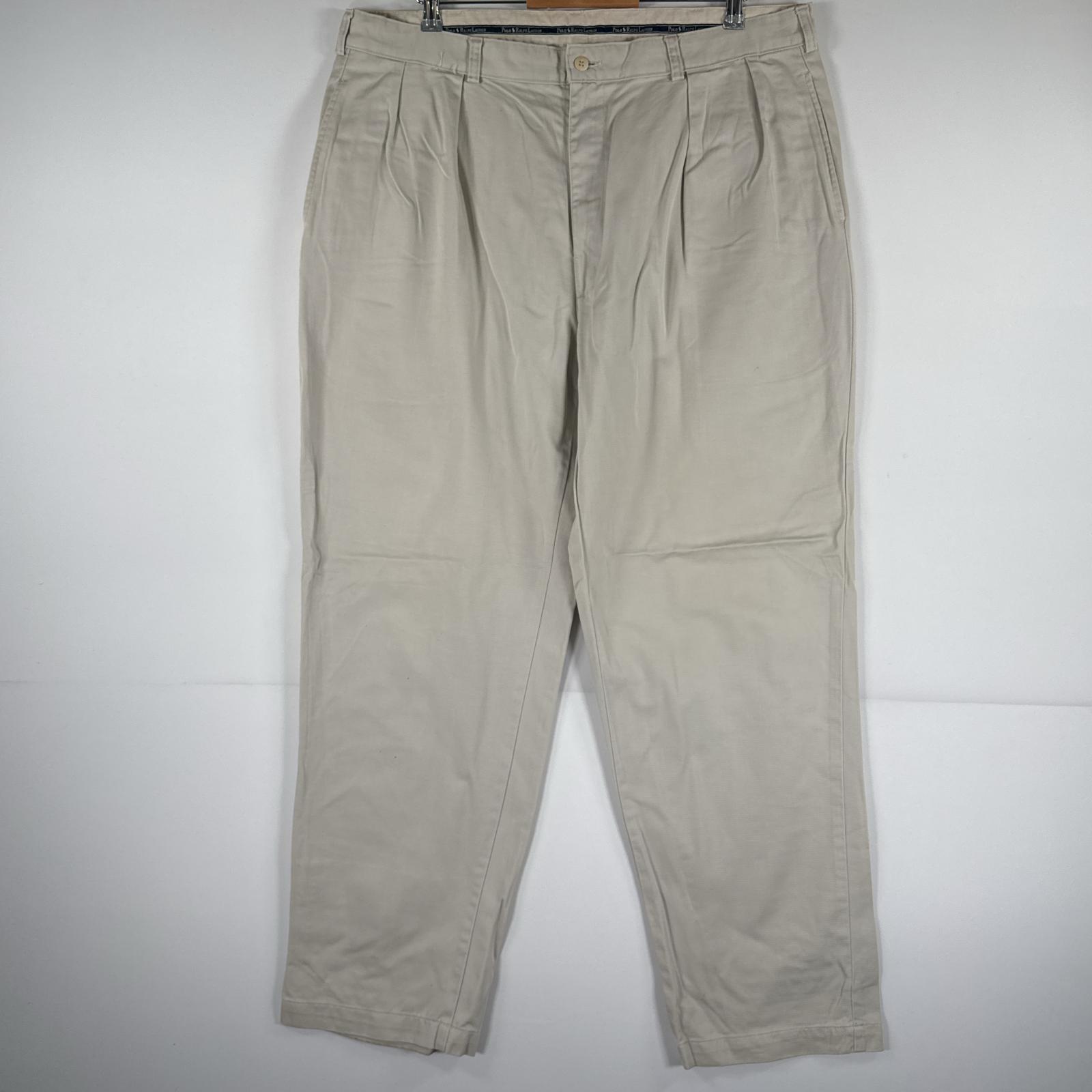 古着 チノパンツ チノパン ワンポイント スラックス 大きいサイズ w40 L32 ベージュ メンズ