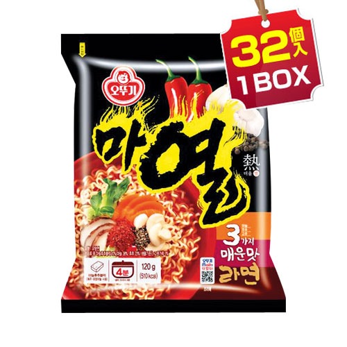 【まとめ買いがお得】 マヨル (マ熱) ラーメン 1BOX=120g×32個 辛口 韓国ラーメン インスタントラーメン 韓国食品