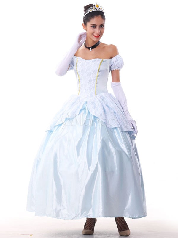 女性のためのブルーレースのアクリルプリンセスコスチューム