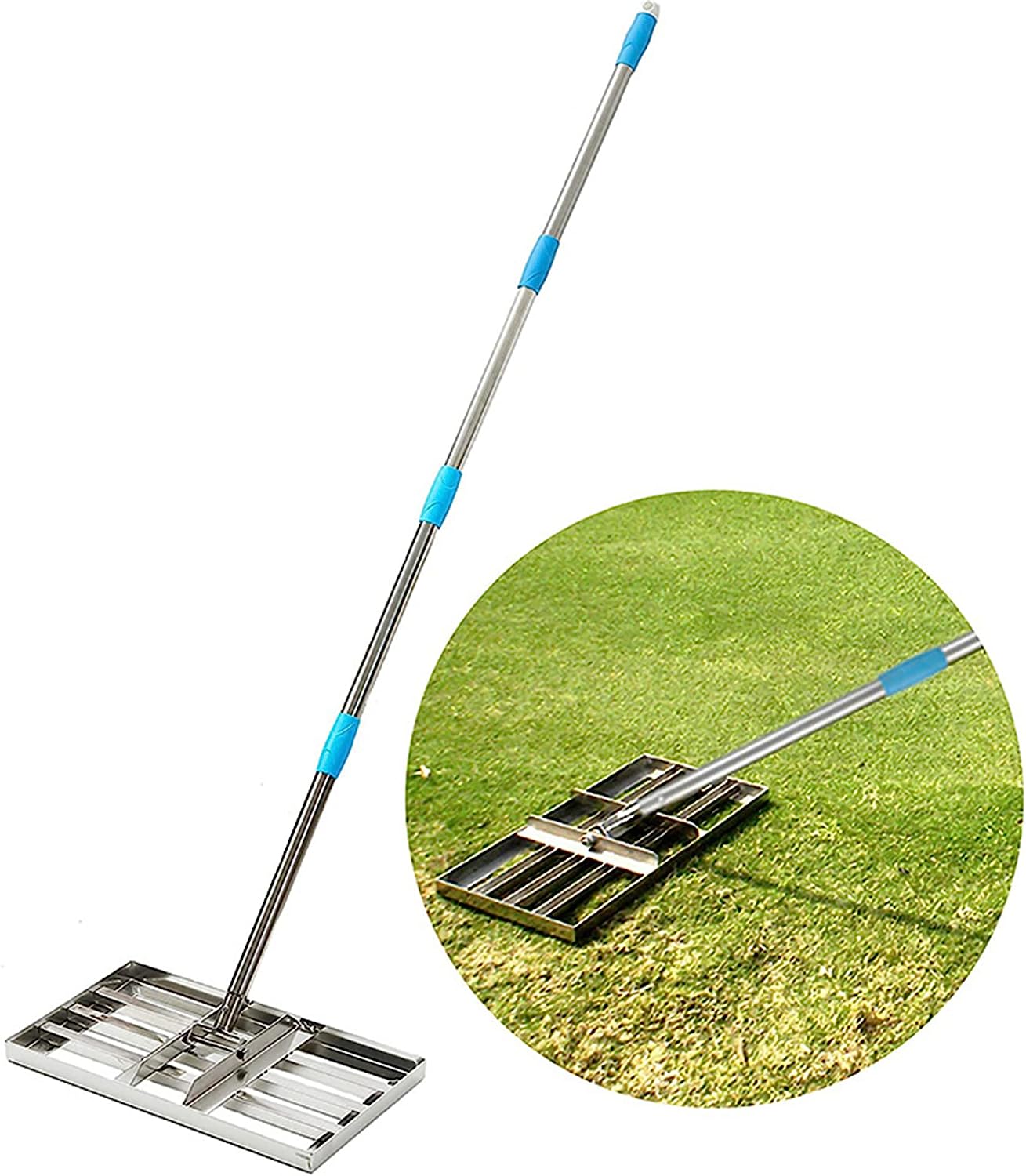 芝生レベリングレーキ76x25cm-ステンレス鋼の芝生レベリングレーキ186cmのエクストラロングハンドル庭用ガーデニングハンドツールレーキ 19,560円