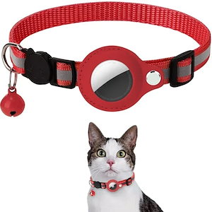 Apple Airtagの猫の襟,ベル付き,反射ナイロンカラー,GPSロケーターなし
