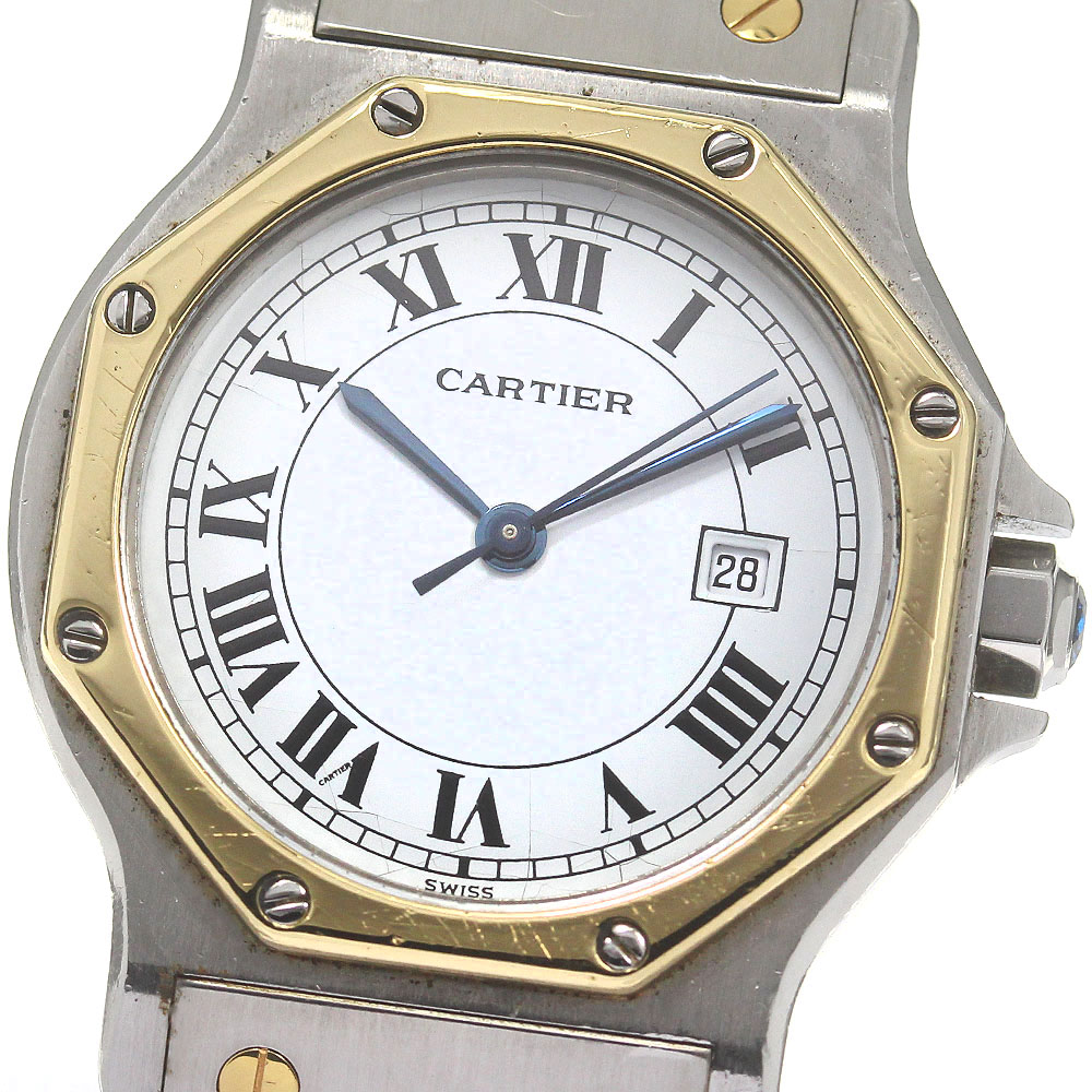 訳あり カルティエ CARTIER 81037288 サントスオクタゴンLM デイト 自動巻き メンズ _829408【中古】