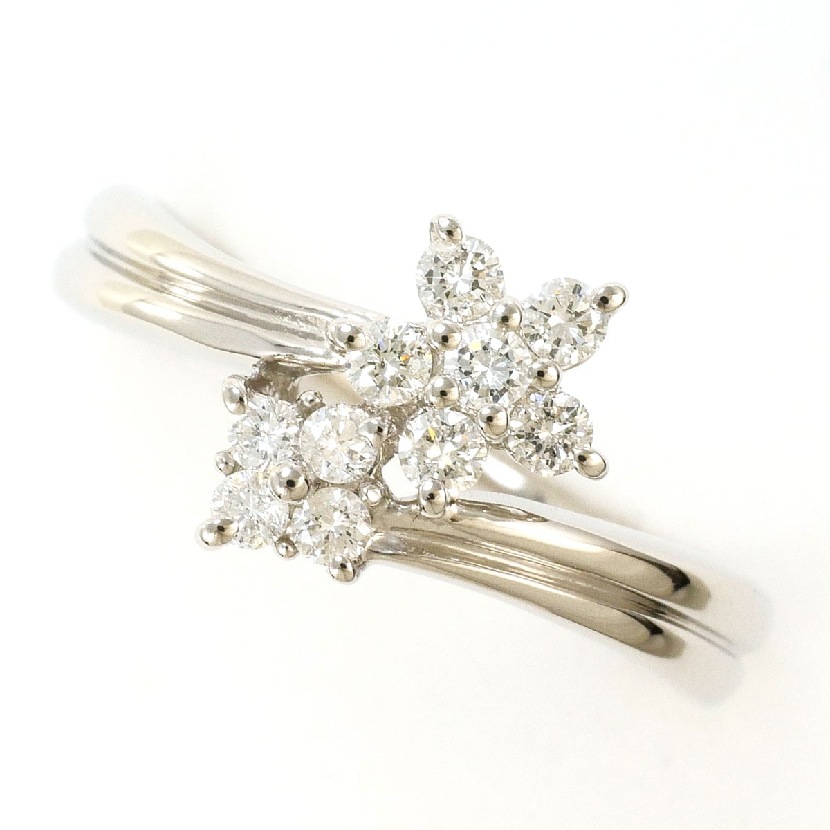 PT900 プラチナ リング・指輪 13号 ダイヤモンド 0.30ct カード鑑別書 総重量約4.8g 中古