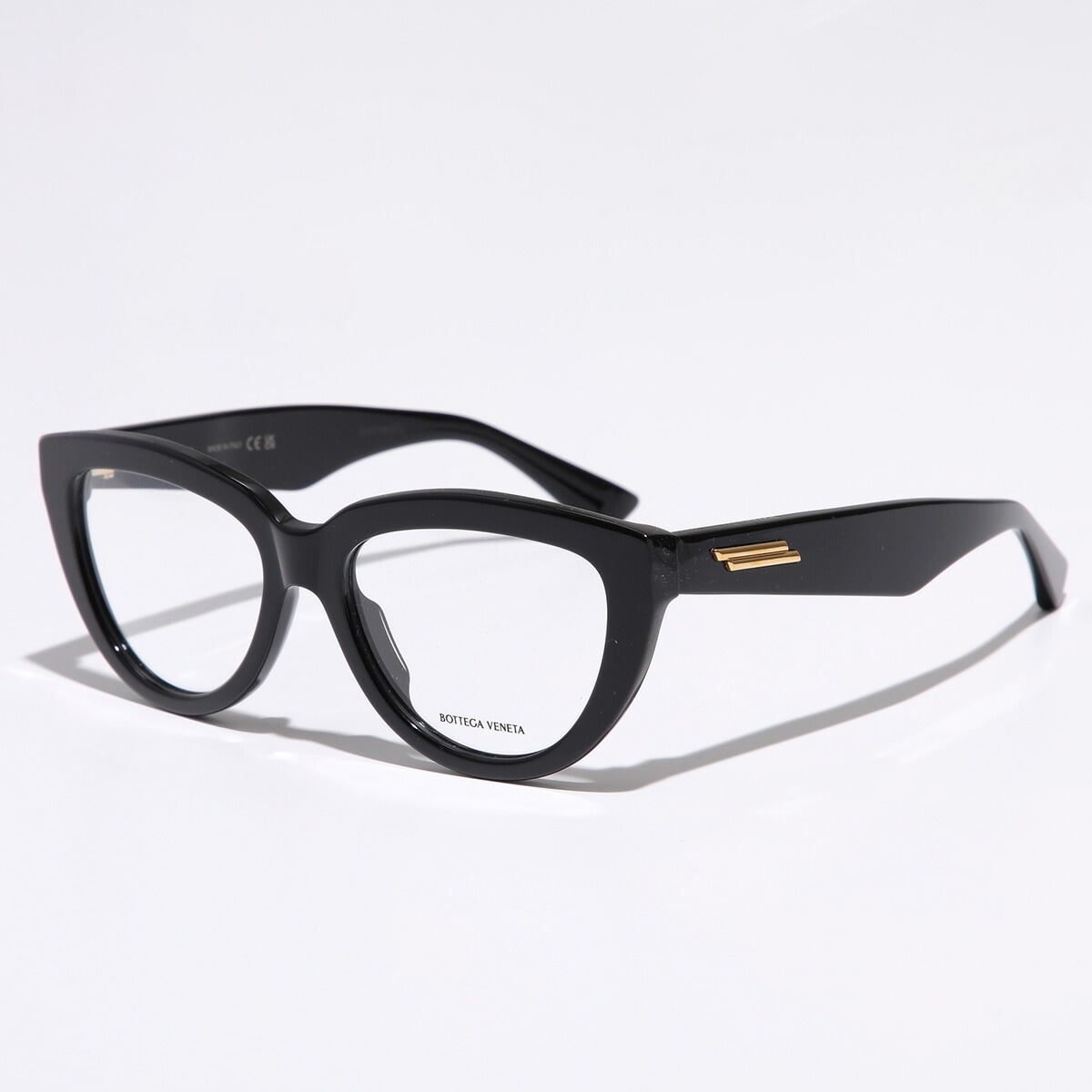 BOTTEGA VENETA ボッテガヴェネタ メガネ BV1259O レディース キャットアイ型 セルフレーム フルリム めがね 眼鏡 ロゴ 001/BLACK-BLACK-TRANSPARENT