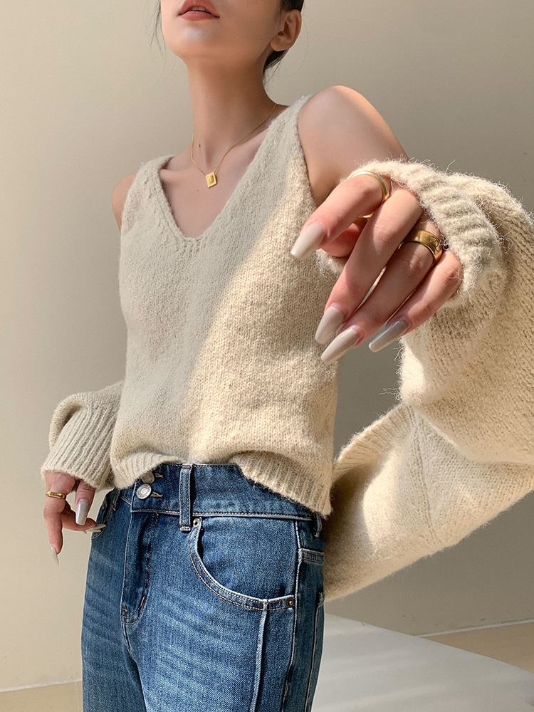 レディース ファッション カジュアル セーター 女性 秋 冬 ニット カーディガン ショール インナー ベスト アプリコット ＳＭＬXL トップス 袖あり かわいい 大人可愛い きれいめ シンプル