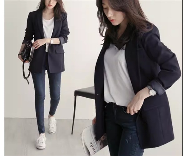 レディース ジャケット スーツ アウター 上着 ミドル丈 長袖 襟付き スーツカラー ポケット ボタン 大人可愛い きれいめ シンプル カジュアル 上品 おしゃれ かっこいい レトロ こなれ感