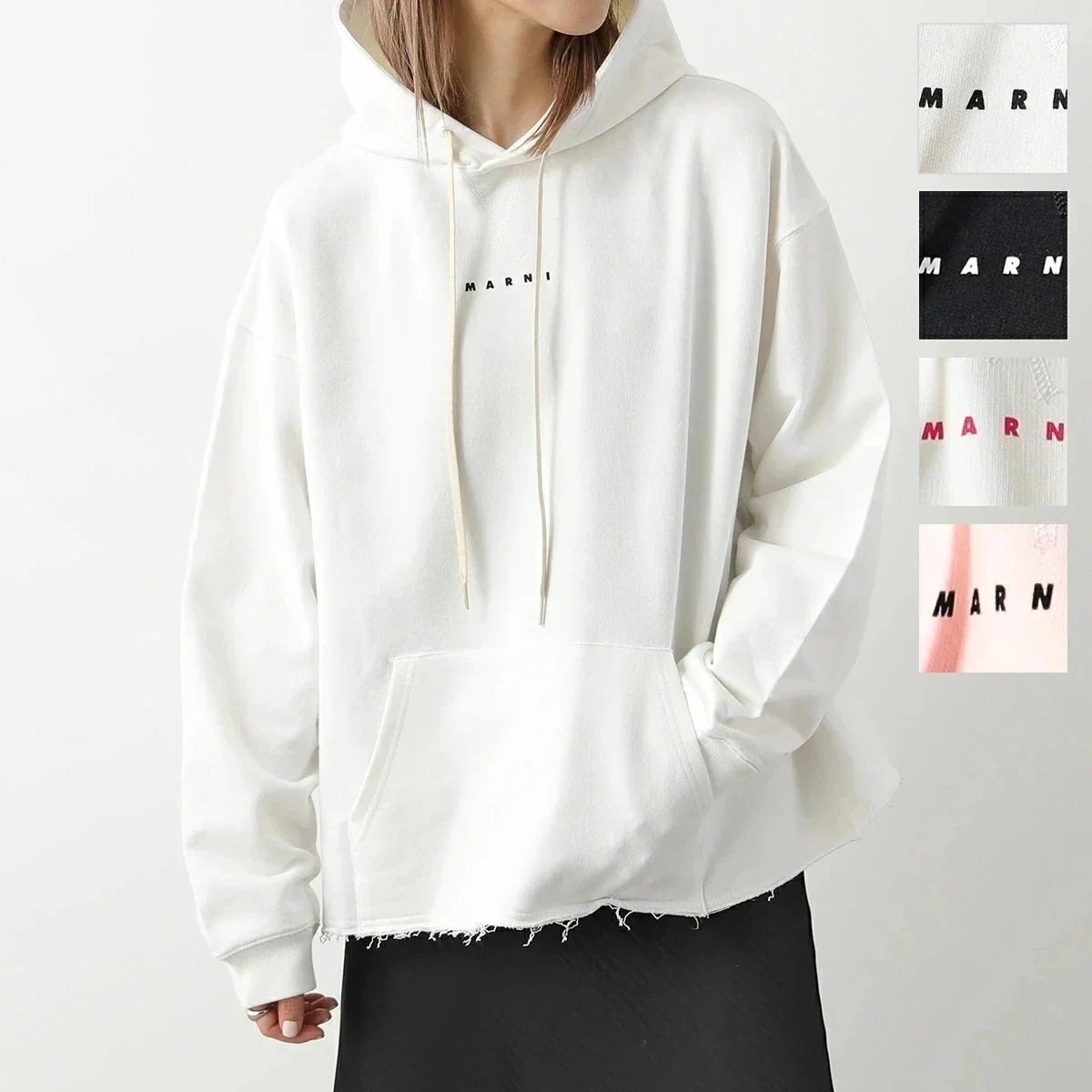 MARNI マルニ フーディー FLJE0176P1 USCU87 レディース スウェット 長袖 プルオーバー コットン ロゴ ちびロゴ オーバーサイズ カラー 【mega】