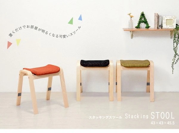 スツール おしゃれ 背もたれなし 2脚セット 木製 角型 チェア イス 椅子 いす 木脚 スタッキング 玄関 北欧 フレームカラーナチュラル ID005 本土送料無料