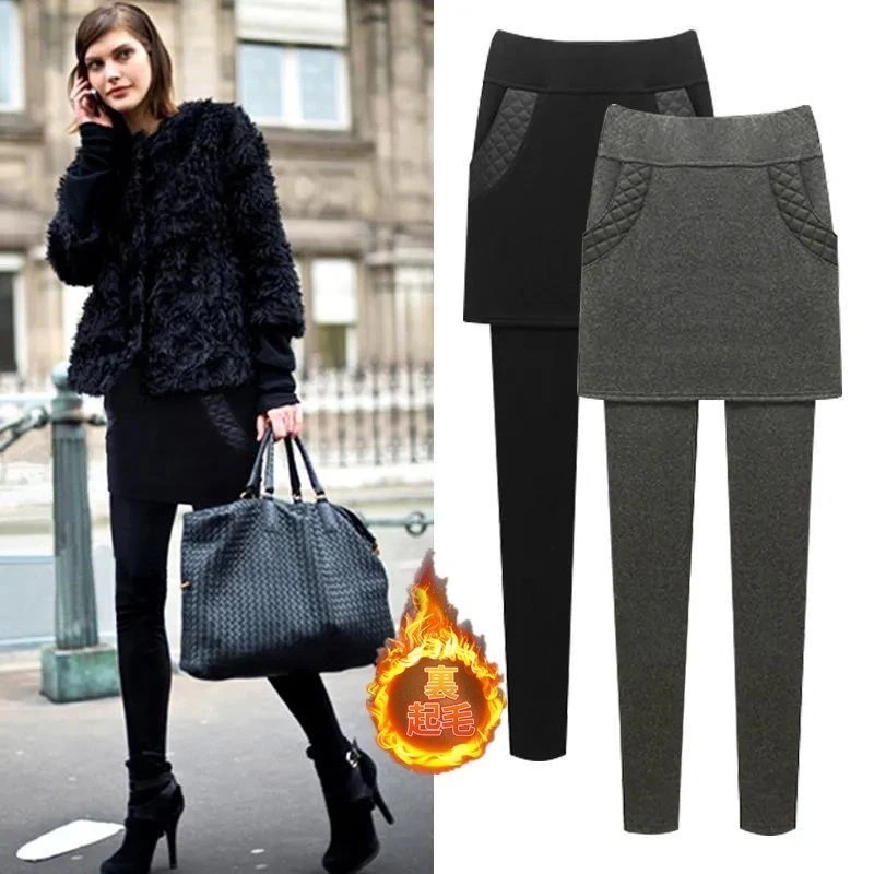 スカート付きレギンス裏起毛厚パンツスカートレギンスレギンススカート裏起毛大きいサイズスカート付きパンツレギンスボトムスレディース