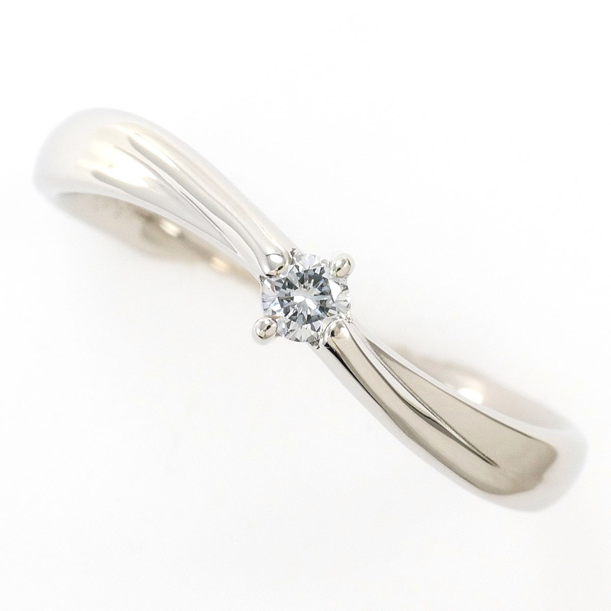 PT900 プラチナ リング・指輪 16号 ダイヤモンド 0.091ct 総重量約3.6g ジュエリー 中古