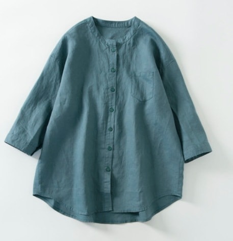 トップス デート モテアイテム ブラウス カットソー プルオーバー 七分袖 クルーネック リネン コットン 可愛い きれいめ 上品 おしゃれ かっこいい 可愛い ラブリー キュート ガーリー