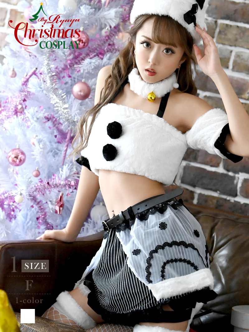 クリスマスコスプレ イベント衣装 ファー へそ出し 猫耳帽子 セクシーサンタ エロ 可愛い 袖付き すぐ届く Ryuyu