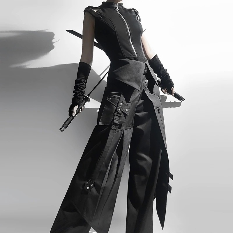 正規品デザイン黒侍夜刃lolitaダークゴシック上着ロングパンツc服
